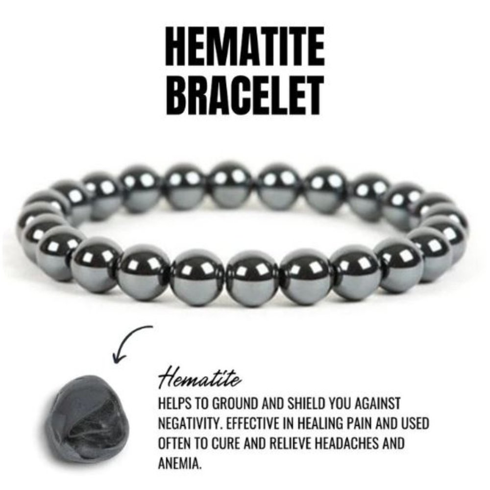 10mm Magnetic Hematite Beaded Stretch Bracelet
